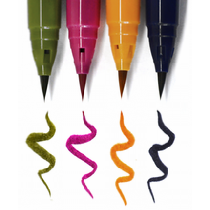 Rašikliai teptukiniai ZIG Clean Color Real Brush Deep Colours, 4 spalvos