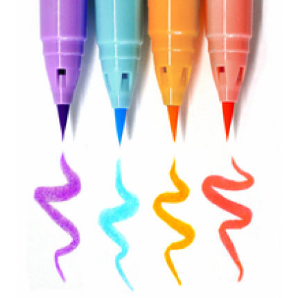Rašikliai teptukiniai ZIG Clean Color Real Brush Pale Colours, 4 spalvos