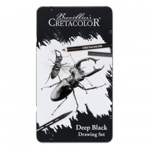 Eskizavimo pieštukų rinkinys Cretacolor Deep Black, metalinėje dėžutėje, 10vnt.