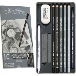 Eskizavimo pieštukų rinkinys Cretacolor Artino-graphite set, metalinėje dėžutėje, 10vnt.