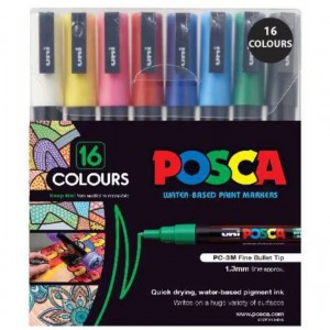Žymeklis UNI POSCA PC-3M, 0.9-1.3mm, 16 klasikinių spalvų