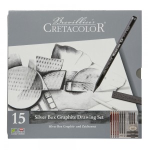 Grafitinių pieštukų rinkinys Cretacolor Silver box set, metalinėje dėžutėje, 15vnt.