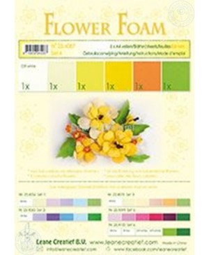 Putgumė Leane Creatief - Flower Foam Foamiran - Geltoni tonai, 0.8mm, A4, 6 lapai