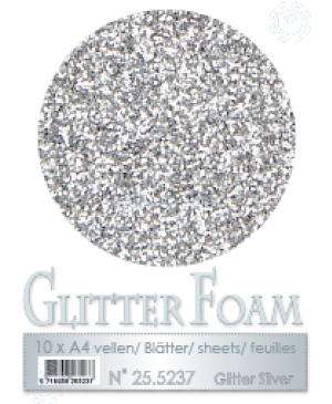 Putgumė Leane Creatief - Glitter Foam Foamiran - Sidabro sp. su blizgučiais, A4, 10 lapų