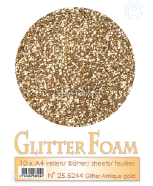 Putgumė Leane Creatief - Glitter Foam Foamiran - Antikinio Aukso sp. su blizgučiais, A4, 10 lapų