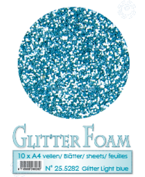 Putgumė Leane Creatief - Glitter Foam Foamiran - Šviesiai Mėlyna su blizgučiais, A4, 10 lapų