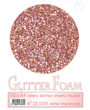 Putgumė Leane Creatief - Glitter Foam Foamiran - Pastelinė Rožinė su blizgučiais, A4, 10 lapų
