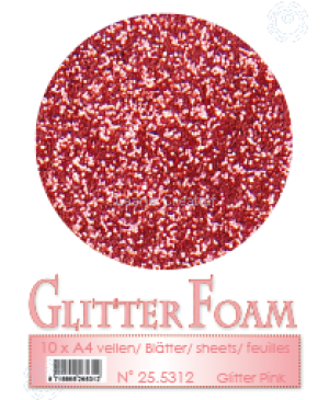 Putgumė Leane Creatief - Glitter Foam Foamiran - Rožinė su blizgučiais, A4, 10 lapų