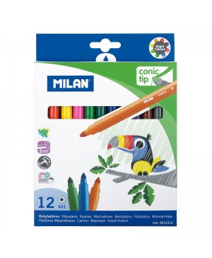Flomasteriai Milan Cone-tipped 12 spalvų