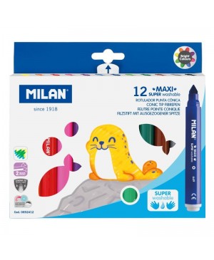 Flomasteriai Milan Maxi 12 spalvų