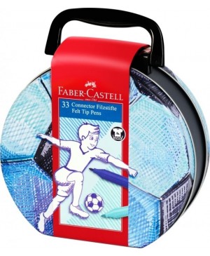 Flomasterių rinkinys Faber-Castell Connector Futbolas, 33 spalvos