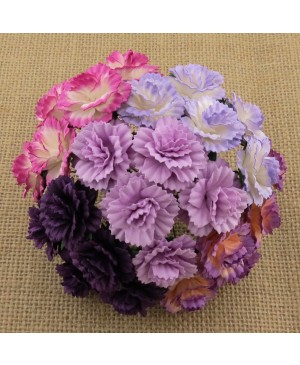 Popierinės gėlytės Promlee Flowers - Mixed Purple/Lilac Carnations SAA-119, 25mm, 10vnt