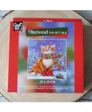 Deimantinės mozaikos rinkinys - Craft Sensations Diamond Painting - Christmas Cat, 20x20cm