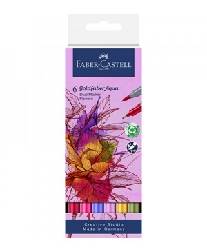 Akvareliniai dvigaliai rašikliai Faber-Castell Goldfaber Aqua Dual Flowers, 6sp.