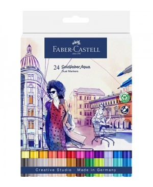 Akvareliniai dvigaliai rašikliai Faber-Castell Goldfaber Aqua Dual 24sp.