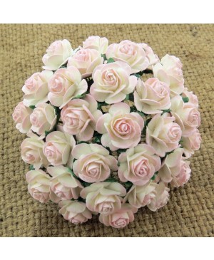 Popierinės gėlytės Promlee Flowers - Ivory-Pale Pink Open Roses SAA-037-20, 20mm, 10vnt.