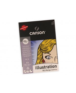 Piešimo bloknotas Canson Illustration A3, 250g/m², 12 lapų