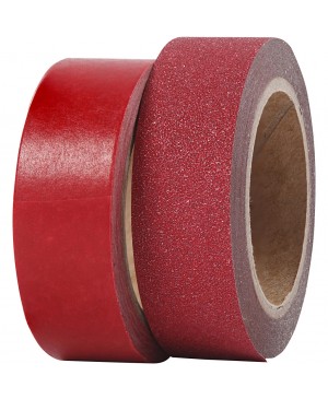 Popierinė dekoratyvinė lipni juostelė CCH - Red, 15mm, 10+7m, 2vnt. 