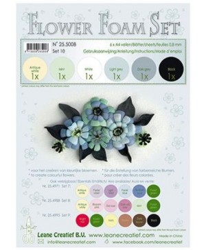 Putgumė Leane Creatief - Flower Foam Foamiran - Juodi - pilki tonai, 0.8mm, A4, 6 lapai