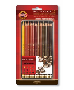 Akvarelinių pieštukų rinkinys, rudi tonai, 12vnt