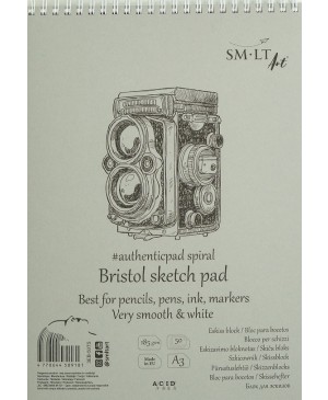 Eskizavimo bloknotas Bristol Authentic SMLT Art, A3, 185 g/m², 50 lapų, balti