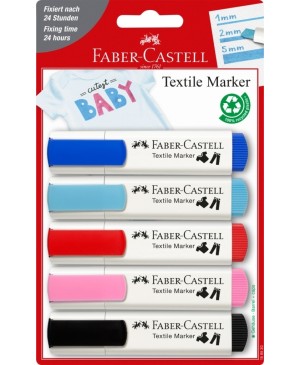 Tekstilės žymeklių rinkinys Faber-Castell, 5 spalvos, baby