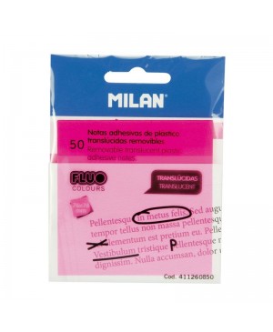 Lipnūs lapeliai užrašams Milan, permatomi, 76x76mm, 50l., fluor. rožinės sp.