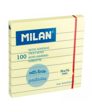 Lipnūs lapeliai užrašams Milan , 76x76mm, 100l., geltonas, liniuotas