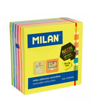 Lipnūs lapeliai užrašams kube Milan Neon, 76x76mm, 400l.