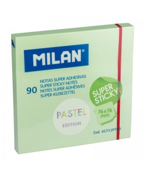 Lipnūs lapeliai užrašams Milan Pastel, 76x76mm, 90l., žalsva