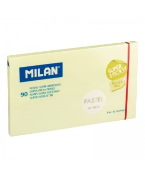 Lipnūs lapeliai užrašams Milan Pastel, 76x127mm, 90l., gelsvi