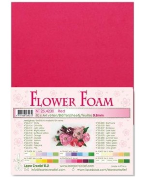 Putgumė Leane Creatief - Flower Foam Foamiran - Raudona, 0.8mm, A4, 10 lapų      