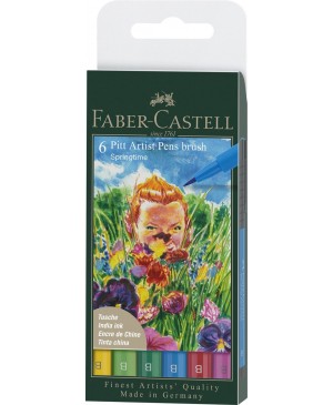 Teptukiniai rašikliai Faber-Castell PITT Artist Pen Brush Springtime,  6sp.