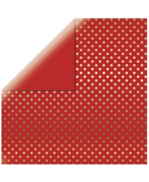 Skrebinimo popierius Gold Foil Dots - Classical Red, 30.5x30.5cm, 180g/m², 1l.