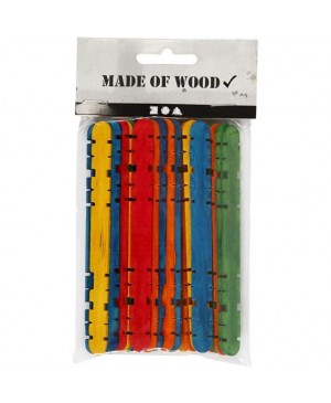 Mediniai pagaliukai konstravimui 11.4x1cm, įvairių spalvos, 30vnt.       