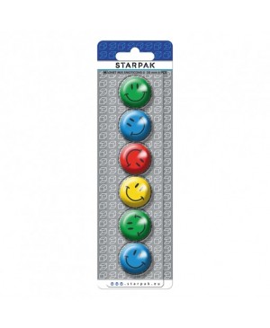 Magnetukai Starpak - Šypsenėlės, įvairų spalvų, 30mm, 6vnt