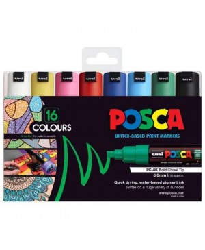 Žymeklis UNI POSCA PC-8K, 8mm, 16 klasikinių spalvų