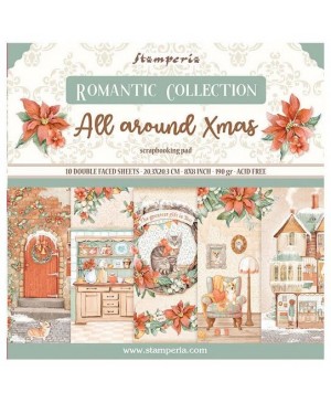Skrebinimo popieriaus rinkinys Stamperia - All Around Christmas, 20.3x20.3cm, 190g/m², 10 lapų