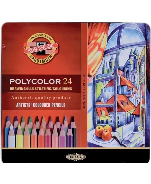 Spalvoti pieštukai dailei POLYCOLOR Koh-I-Noor, 24 spalvų
