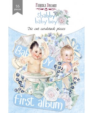 Iškarpėlių rinkinys Fabrika Decoru – Shabby baby boy redesign, 250 g/m², 55vnt