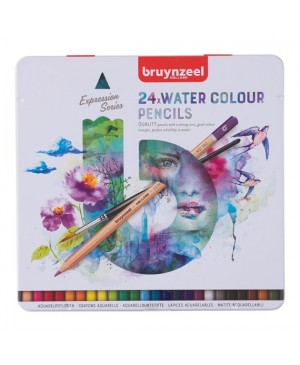 Akvareliniai pieštukai Bruynzeel Expression, 24 spalvų metalinėje dėžutėje