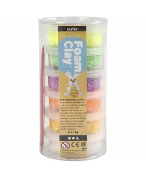 Burbulinis modelinas CCH Foam Clay, rinkinys 6x14g, neoninės spalvos