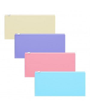 Plastikinis skaidrus vokas ErichKrause PVC Fizzy Vivid ZIP su užtrauktuku Travel pastel, įvairių spalvų, 25.5х13cm