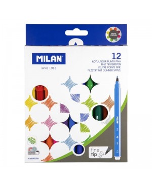 Flomasteriai Milan Fine-Tipped Fibrepens 12 spalvų