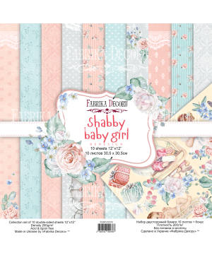 Skrebinimo popieriaus rinkinys Fabrika Decoru – Shabby baby girl redesign, 200 g/m², 10 lapų, 30.5x30.5cm