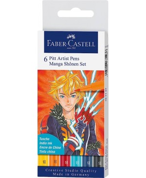 Teptukiniai rašikliai Faber-Castell PITT Artist Pen Brush Manga Shonen,  6sp.
