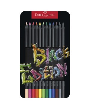 Spalvoti pieštukai Faber-Castell Black Edition 12 sp., metalinėje dėžutėje