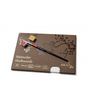 Piešimo kortelės Haikucards dėžutėje, 148x210mm, 300g/m², 12vnt.,100% medvilninio akvarelinio popieriaus