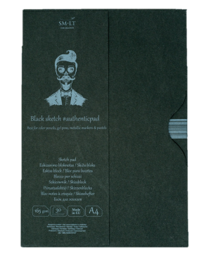 Eskizavimo albumas su aplanku Authentic SMLT Art, A4, 165 g/m², 30 lapų juodo popieriaus