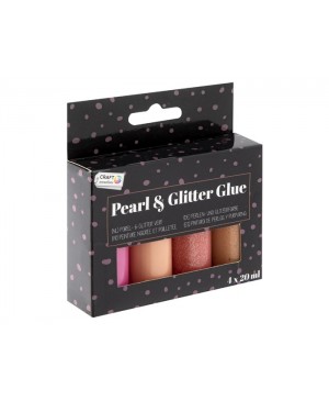 Klijai su blizgučiai Craft Sensations Pearl & glitter glue, 4x20ml, rožiniai tonai